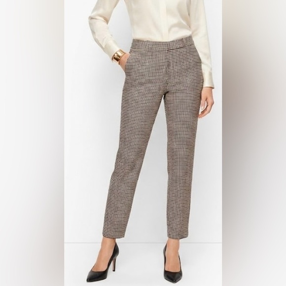 Talbots Pants - Talbots Women's Black and Tan Checkered Ankle Pants